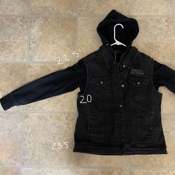 Harley Davidson Women’s Denim Vest & Zip Front Hoodie Combo Black Willie G L - Picture 13 of 13